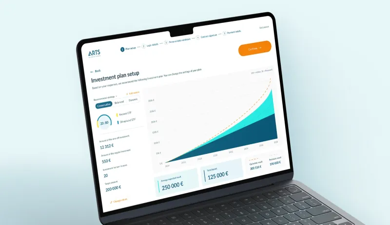 ARTS onboarding platform on a laptop